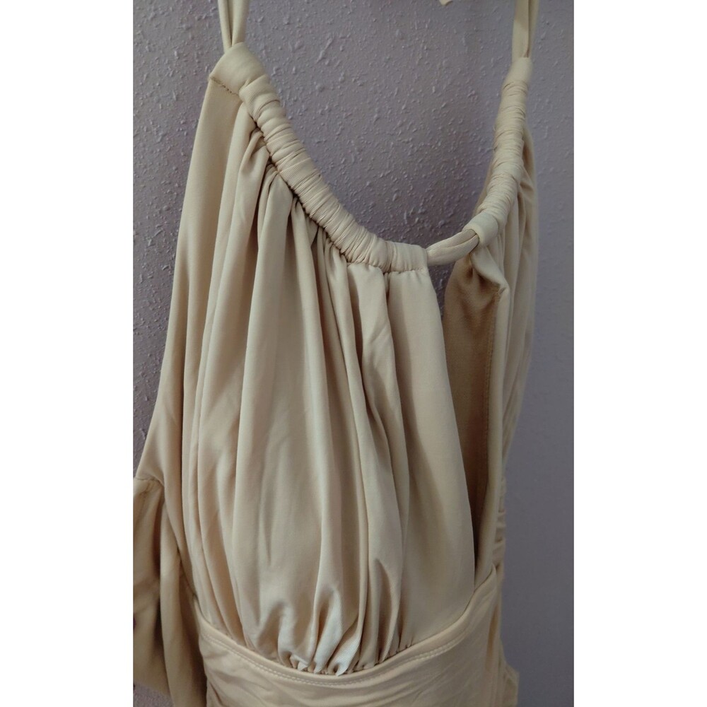 Kenneth Cole Tummy Toner One Piece Nude Swimsuit Sz L New With Tags Halter Top - Picture 2 of 13